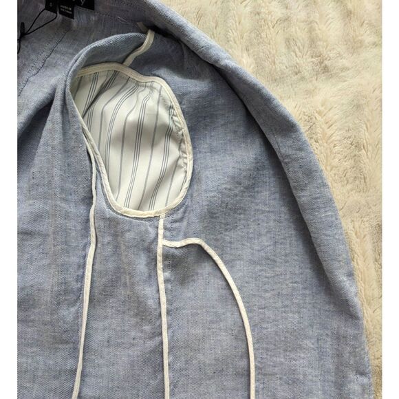 THEORY "Minou T" Linen Blend Baby Blue Three Button Blazer with Pockets, Size 0 - Picture 6 of 10